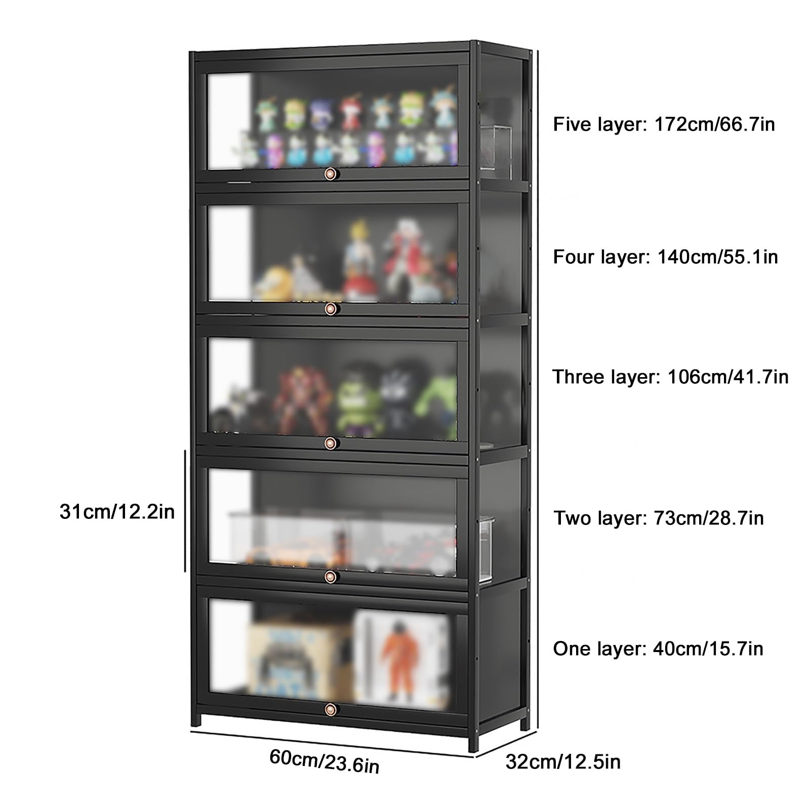 Amazon.co.jp: 5層フィギュアケース、アクリルドア付きフィギュア八